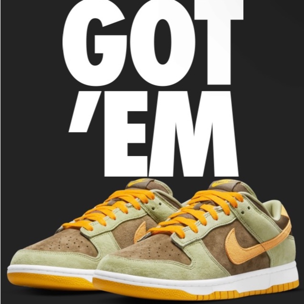 Nike Dunk Low "Dusty Olive" Shoes - Size 12 -Dusty Olive / Pro Gold